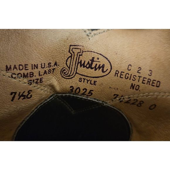 Justin Gray Roper Western Cowboy Boots Mens Size 7.5E Leather 3025 Pull-On - Picture 3 of 7